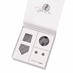 Set Cravate Assorti Grise Uni