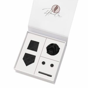 Set Cravate Assorti Noir à Carreaux