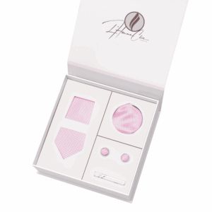 Set Cravate Assorti Rose Clair Uni