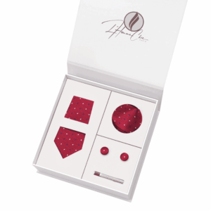 Set Cravate Assorti Rouge à Pois Blanc