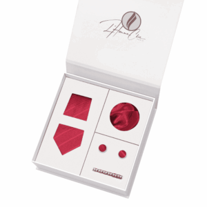 Set Cravate Assorti Rouge à Rayure Rouge