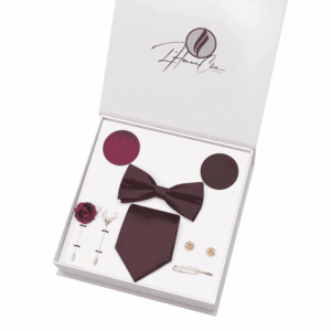 Set Cravate Composé Bordeaux avec Cravate Bordeaux Unie