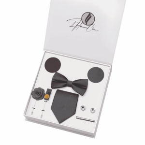 Set Cravate Composé Grise avec Cravate Grise Unie