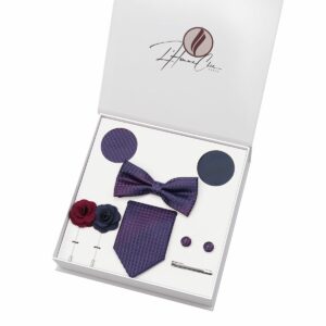 Set Cravate Composé Violet foncé avec Cravate Violette Unie