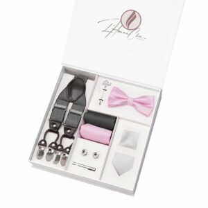 Set Cravate, Noeud-Papillon et Bretelle Blanche