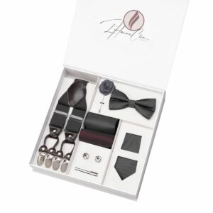 Set Cravate, Noeud-Papillon et Bretelle Gris Foncé