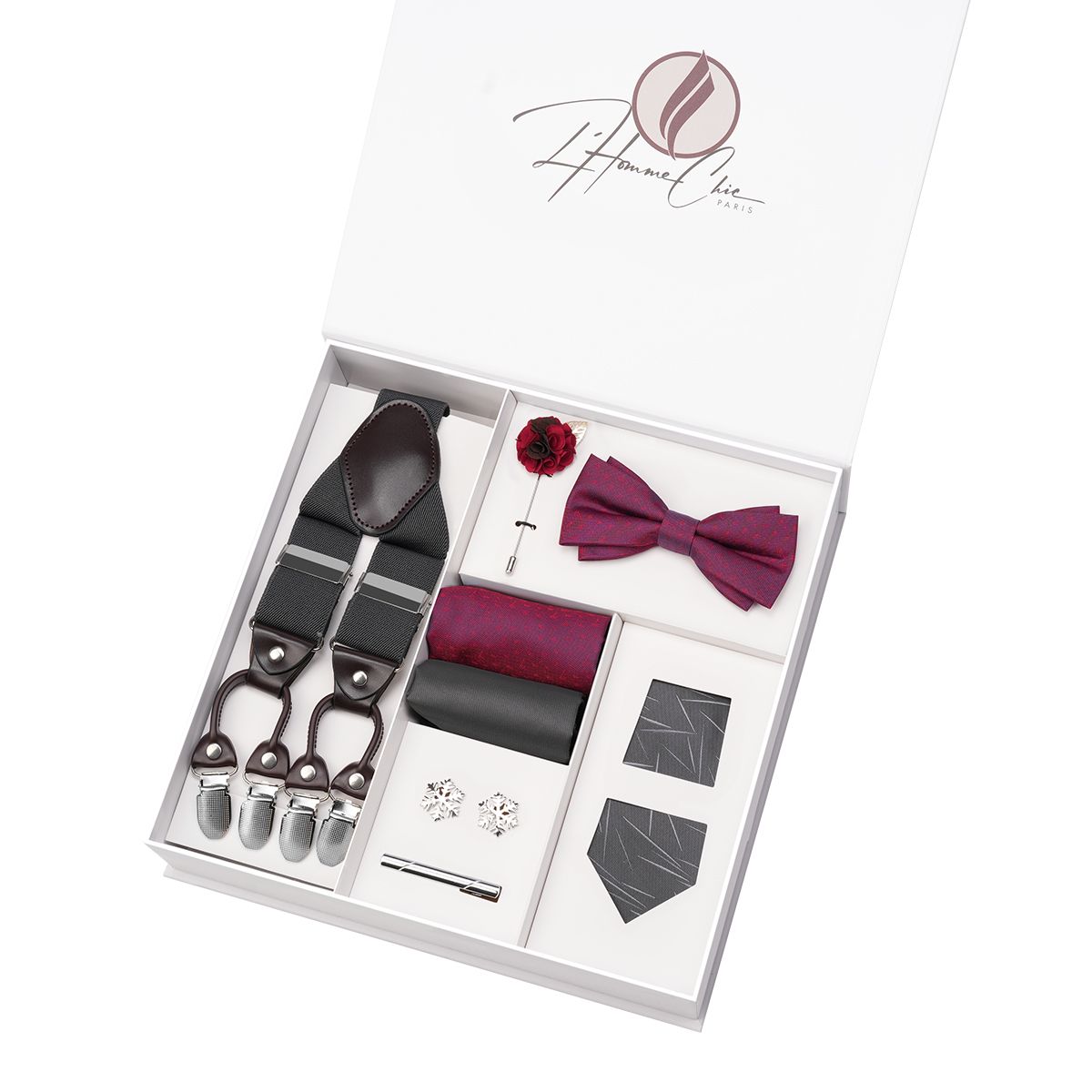 Set-Cravate-Noeud-Papillon-et-Bretelle-Grise-Rayee-l-homme-chic-paris