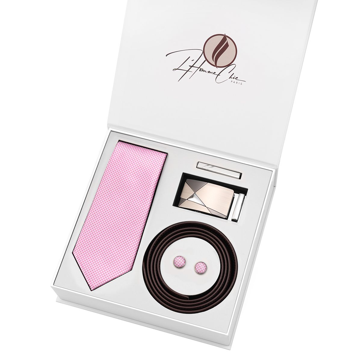 Set-Cravate-Rose-Clair-Uni-et-Ceinture-Marron-l-homme-chic-paris