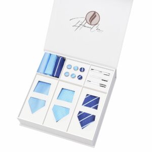 Set Cravate en Lot Bleu Ciel (Uni, Rayure et à Pois)