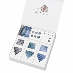 Set Cravate en Lot Bleu Gris (à Rayure)
