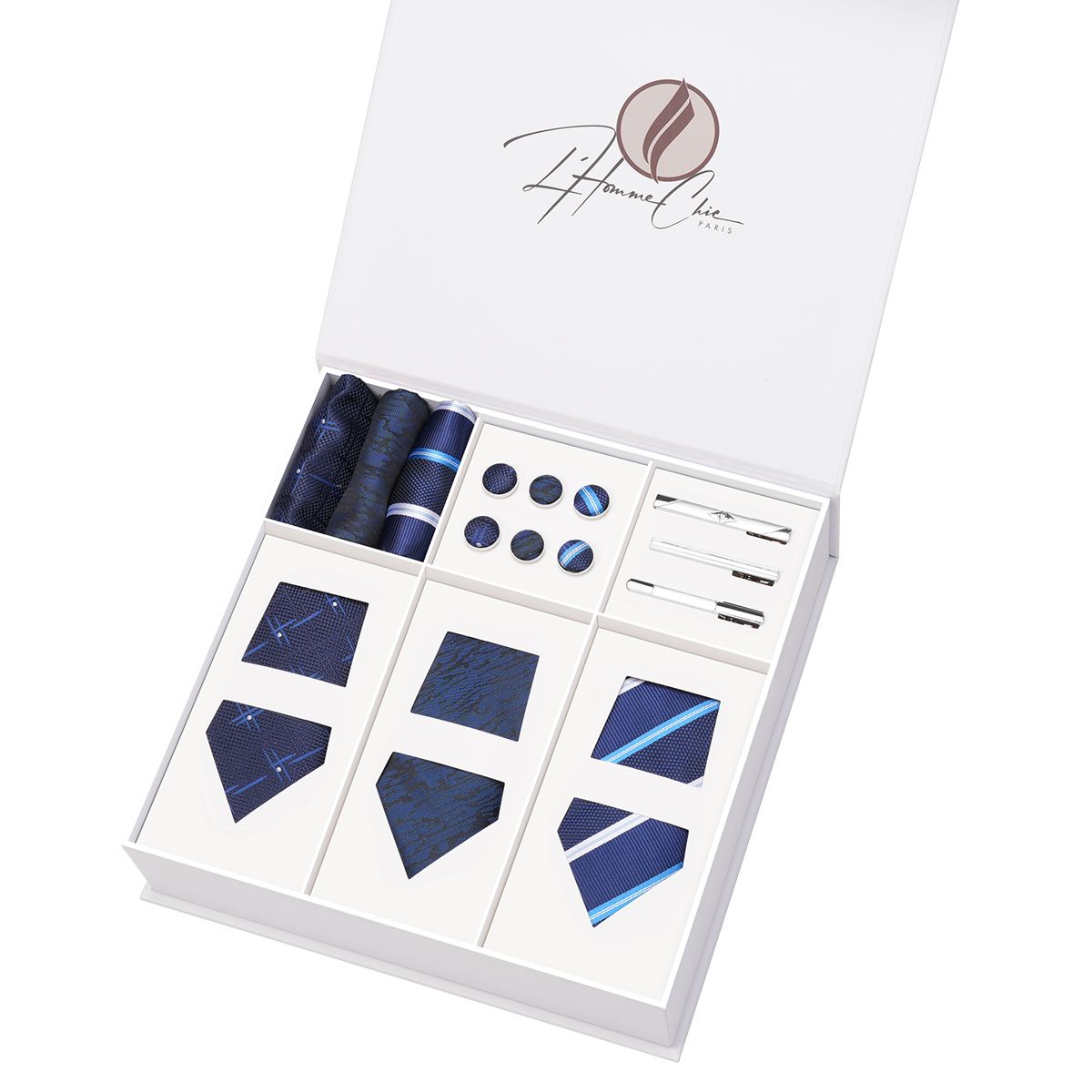 Set-Cravate-en-Lot-Bleu-Uni-Rayure-et-Carree-l-homme-chic-paris