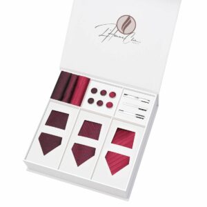 Set Cravate en Lot Bordeaux (Uni, Rayure et à Pois)