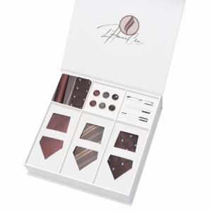 Set Cravate en Lot Marron (Uni, Rayure et à Pois)