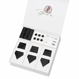 Set Cravate en Lot Noir (Uni, Rayure et à Pois)