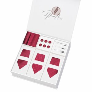 Set Cravate en Lot Rouge Foncé (Uni, Rayure et à Pois)