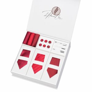 Set Cravate en Lot Rouge (Rayure et à Pois)