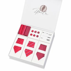 Set Cravate en Lot Rouge (Uni, Rayure et à Pois)