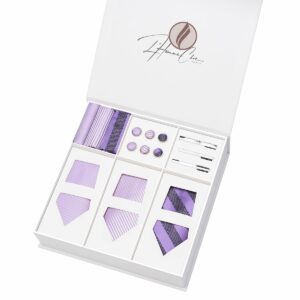 Set Cravate en Lot Violet Clair (Uni, Rayure et à Pois)