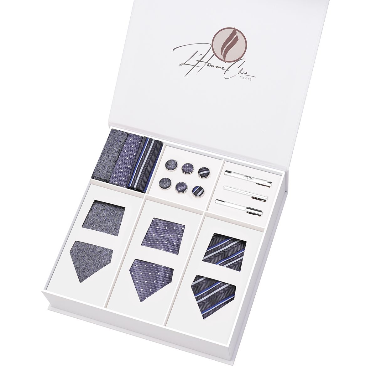 Set-Cravate-en-Lot-Violet-Uni-Rayure-et-a-Pois-l-homme-chic-paris