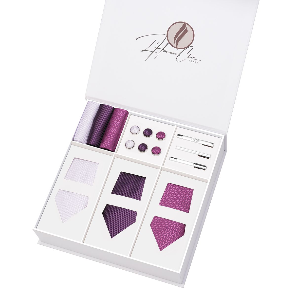 Set-Cravate-en-Lot-Violet-Uni-et-Rayure-l-homme-chic-paris