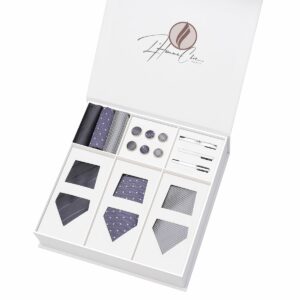 Set Cravate en Lot Violet et Gris (Uni, Rayure et à Pois)