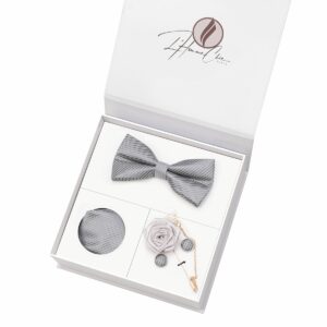 Set Noeud Papillon Assorti Gris Uni