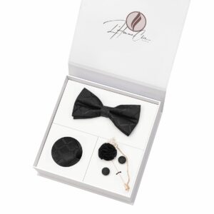 Set Noeud Papillon Assorti Noir à Carreaux