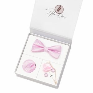 Set Noeud Papillon Assorti Rose Uni