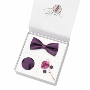 Set Noeud Papillon Assorti Violet Uni