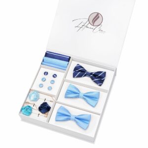 Set Noeud Papillon en Lot Bleu Ciel (Uni, Rayure et à Pois)