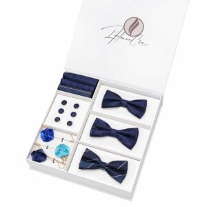 Set Noeud Papillon en Lot Bleu Marine (Uni, Rayure et à Pois)