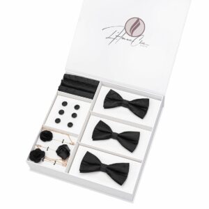 Set Noeud Papillon en Lot Noir (Uni, Rayure et Carreaux)