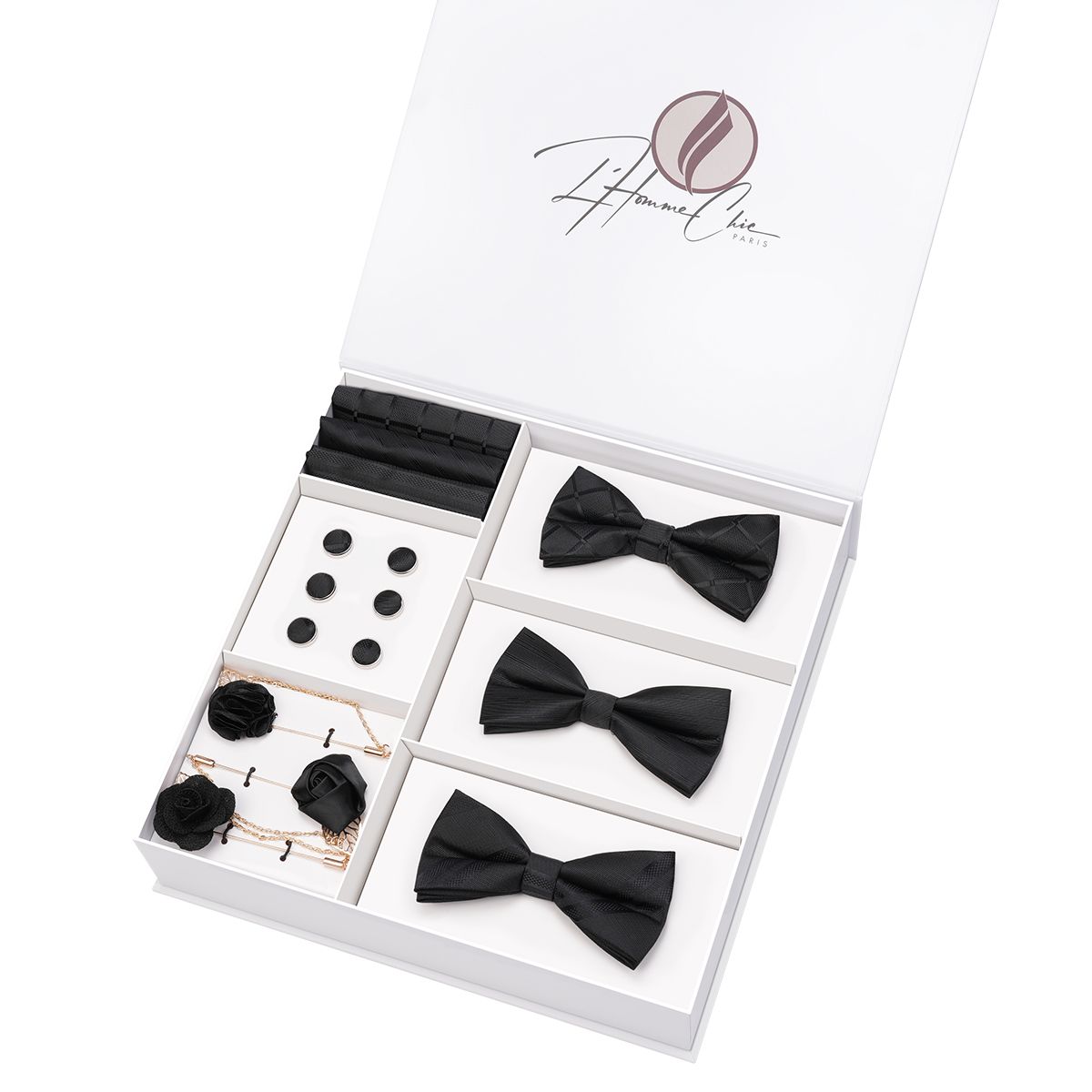 Set-Noeud-Papillon-en-Lot-Noir-Uni-Rayure-et-Carreaux-l-homme-chic-paris