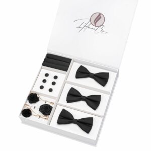 Set Noeud Papillon en Lot Noir Uni