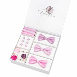 Set Noeud Papillon en Lot Rose (Uni, Rayure et à Pois)