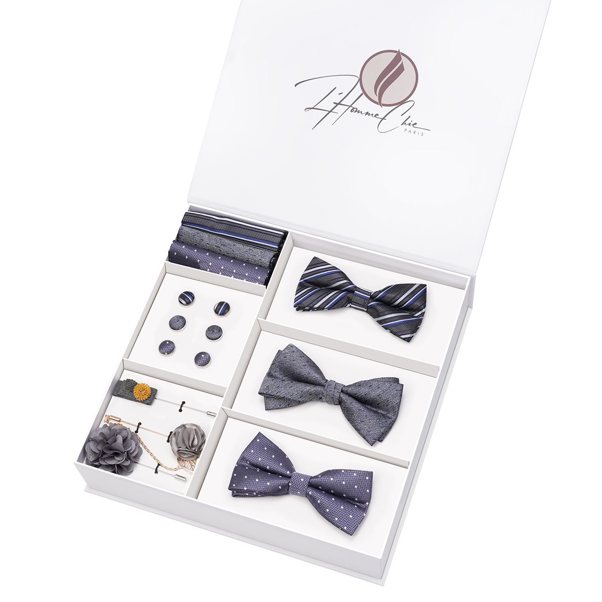 Set-Noeud-Papillon-en-Lot-Violet-Uni-Rayure-et-a-Pois-l-homme-chic-pari