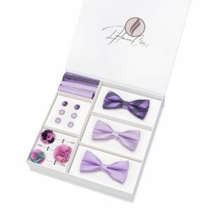 Set Noeud Papillon en Lot Violet (Uni et à Rayure)