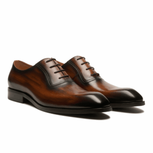 Set Richelieu Minimaliste en Cuir Marron Clair