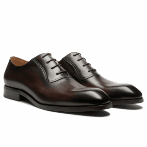 Set Richelieu Minimaliste en Cuir Marron Foncé