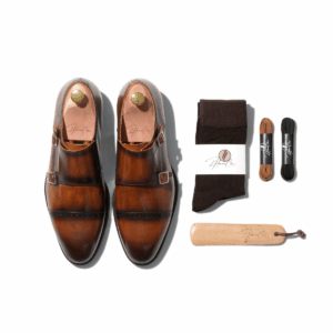 Set Derby en cuir Marron Clair à double boucle
