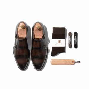 Set Derby en cuir Marron Foncé à double boucle