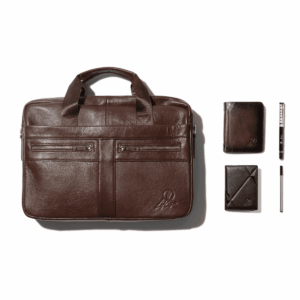 Set Sacoche Marron en Cuir “Distinction”